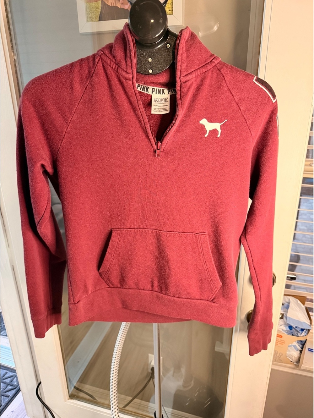 PINK maroon quarter zip hoodie